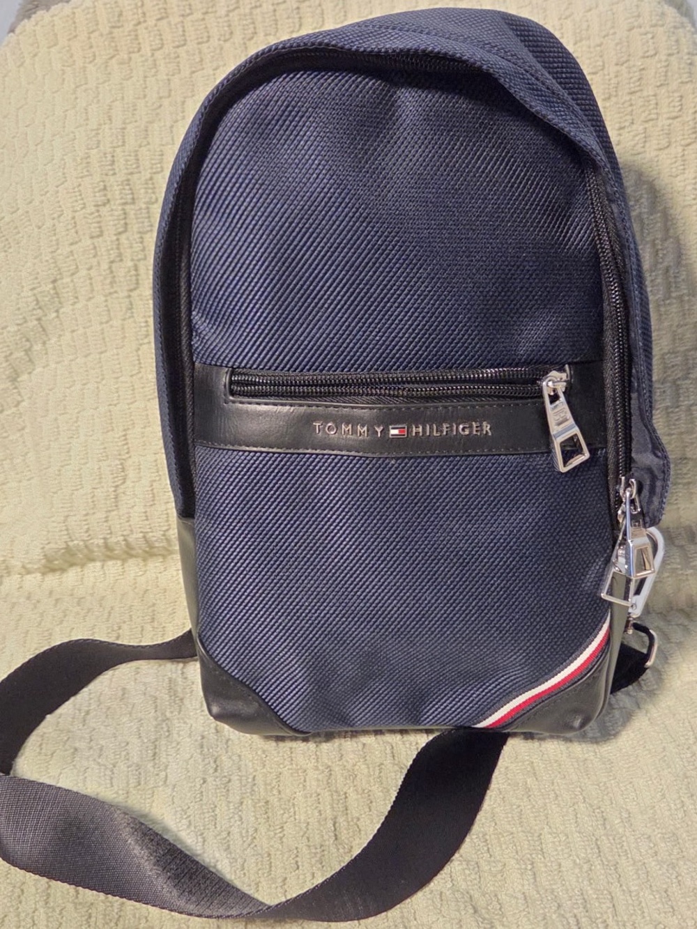 Tommy Hilfiger Navy Sling Belt Bag with Signature Trim